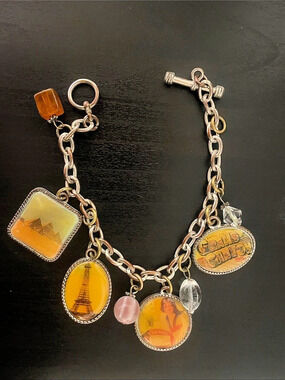 Vintage AAi Signed Silver World Travel Charm Bracelet - Landmarks & Destos